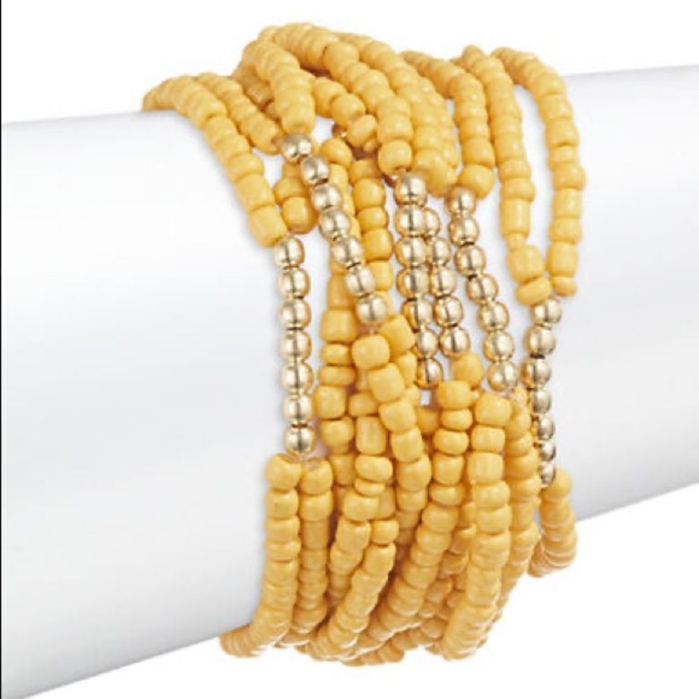 Expression Seven Pack Seed Bracelets-YELLOW-One Size